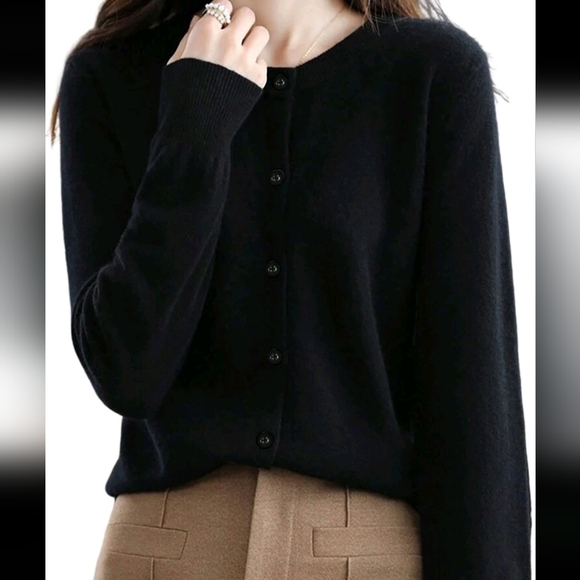 Women's Autumn/Winter Loose Fit Casual Solid Color Cardigan With Long Sleeves - Picture 1 of 4